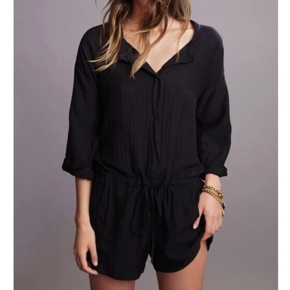Lily Aldridge‎ Velvet Graham Spencer Black Romper Small Minimalist Lounge Luxury
